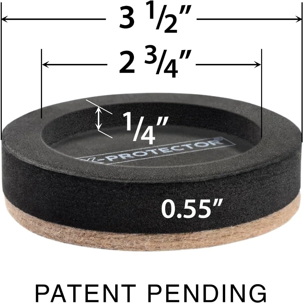 Cursori per mobili in feltro per pavimenti in legno X-PROTECTOR 16 PZ 3 1⁄2" - Cursore per mobili dal design unico - Mobili resistenti