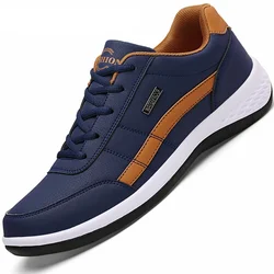 Zapatillas de cuero para hombre, zapatos informales de tendencia, italianos, transpirables, antideslizantes, vulcanizados