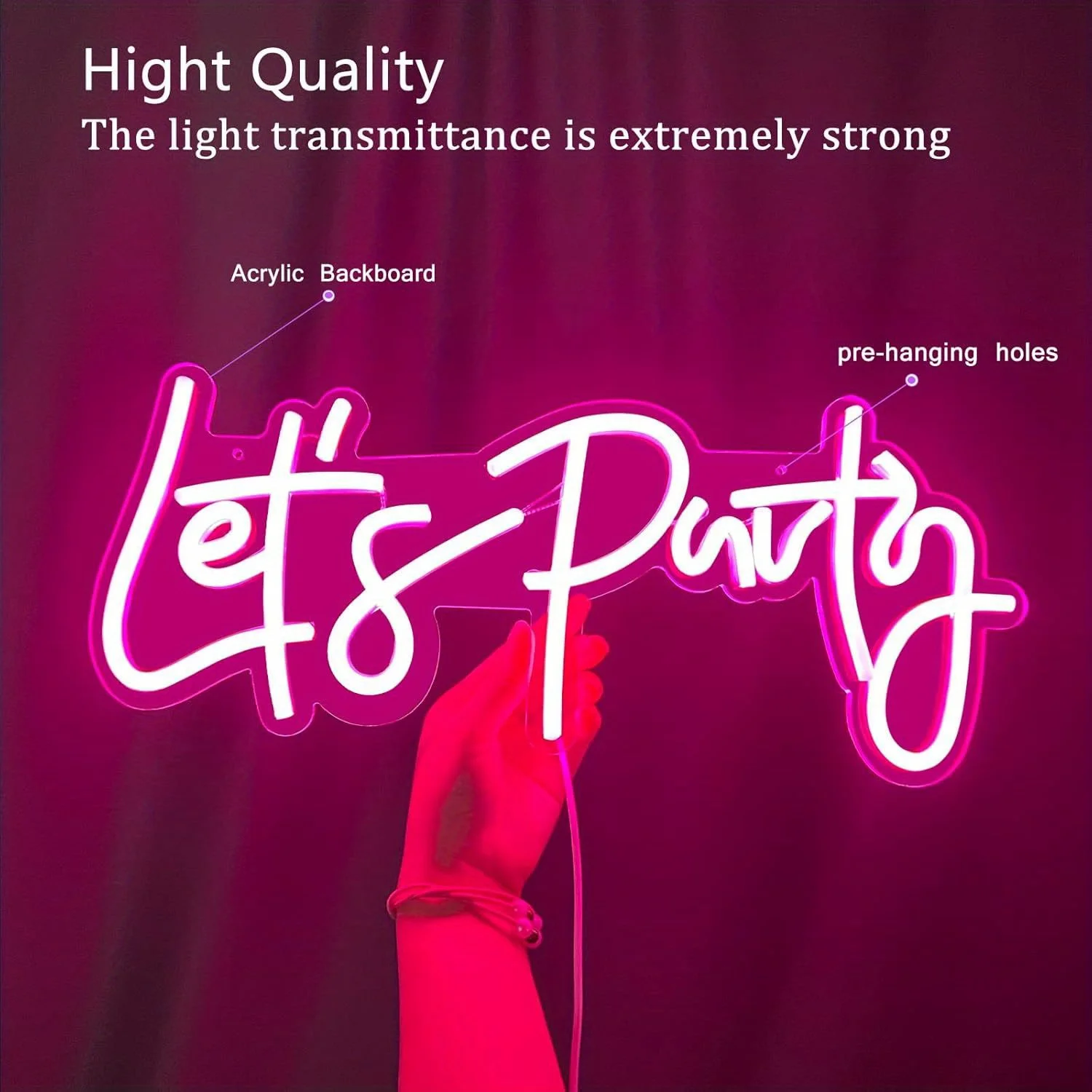 Let's Party Neon Signs, USB Powered with Dimmable Switches, Birthday Party, Living Room, Game Room Decorative Aesthetics