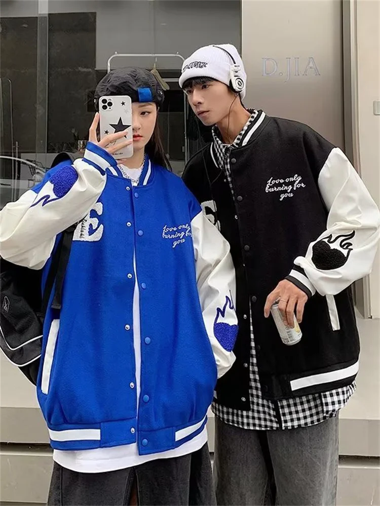 

Мужская повседневная свободная куртка-бомбер Klein Blue с сердечками для пар, молодежная, зимняя, с длинными рукавами