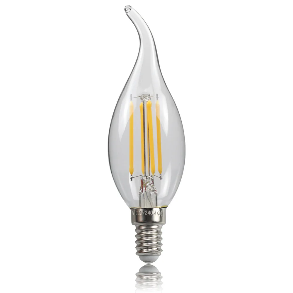 Imagem -04 - Conduziu a Luz C35 C35l 8w 12 da Vela do Filamento de Edison E14 220v 240v Quente Natural Frio Branco Base Chama Forma Dobrada Incandescente 10 Peças