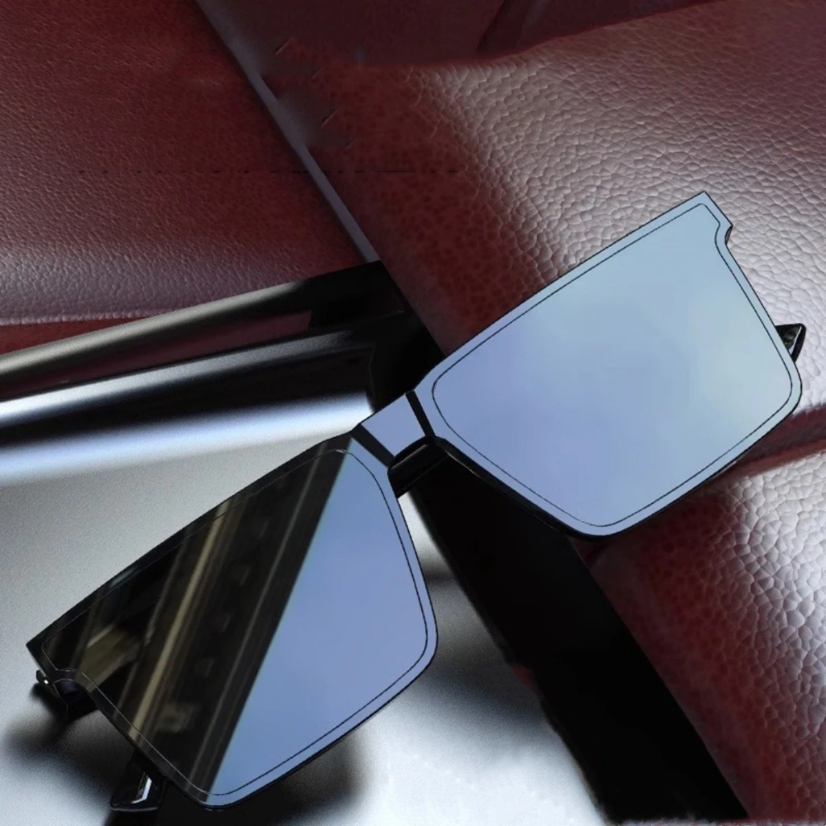 1PC Neue Quadratische Mode Sonnenbrille männer Bunte Blatt Sonnenbrille Straße Schießen Gläser – Detail 2