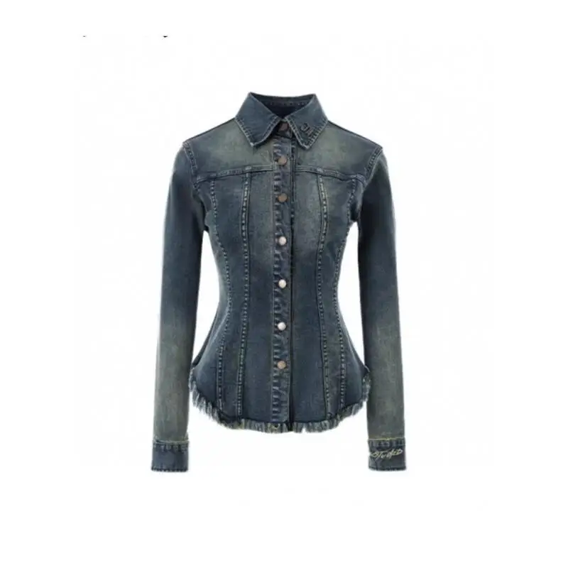 Women's Retro Denim irt Jaet Autumn Winter Outerwear Casual Classic Fit Non-Sinking Other Material 00% Sve Length