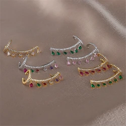 HECHENG, 1 Pair,Water Drop Zircon Ear Cuff ,Wrap Stud Clip Earrings For Women,18K plated  Fine Earring Jewelry Bijoux