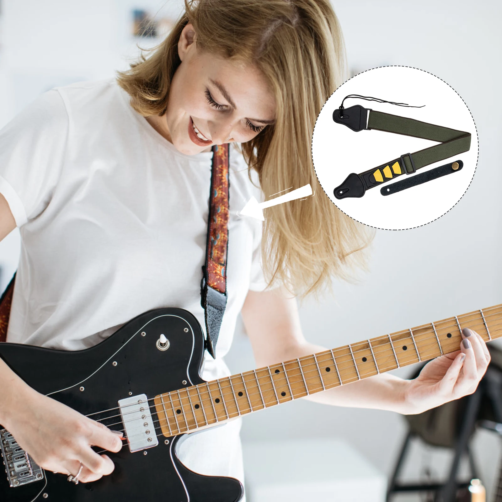 

1 set Cotton Guitar Strap Set Durable Adjustable Folk Electric Guitar Belt Picks Premium Decorative Accessory Musicians Stylish