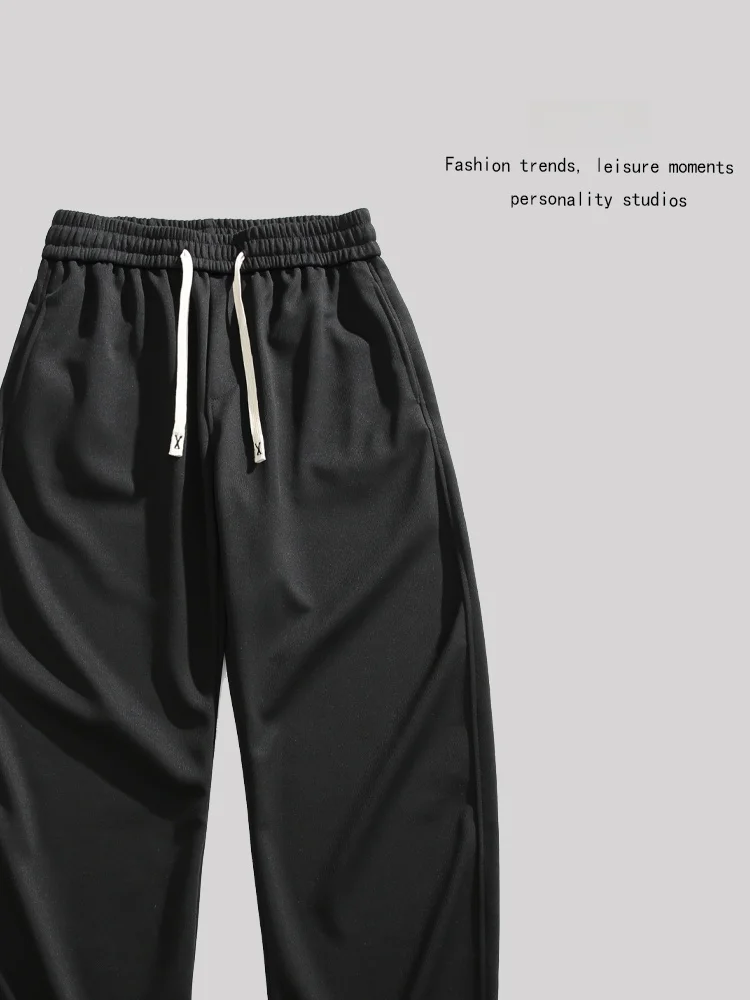 

Casual Straight Leg Men's Long Pants ANXIE Small ence Design High Street Sle Autumn Wear Pure Color irt