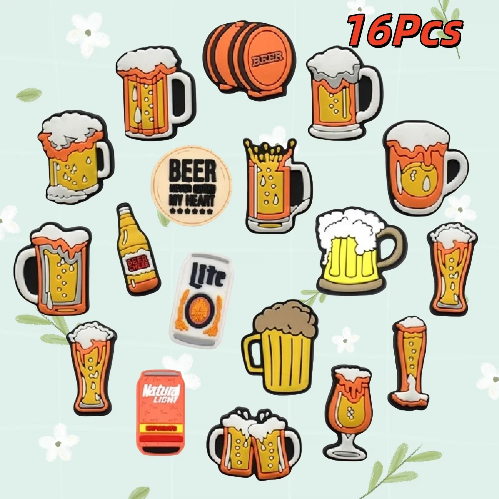 

19Pcs Beer Shoe Charms PVC Badge Buckle for Men Women Kids Sandals Shoes Decoration X-mas Gift Crocodile Design