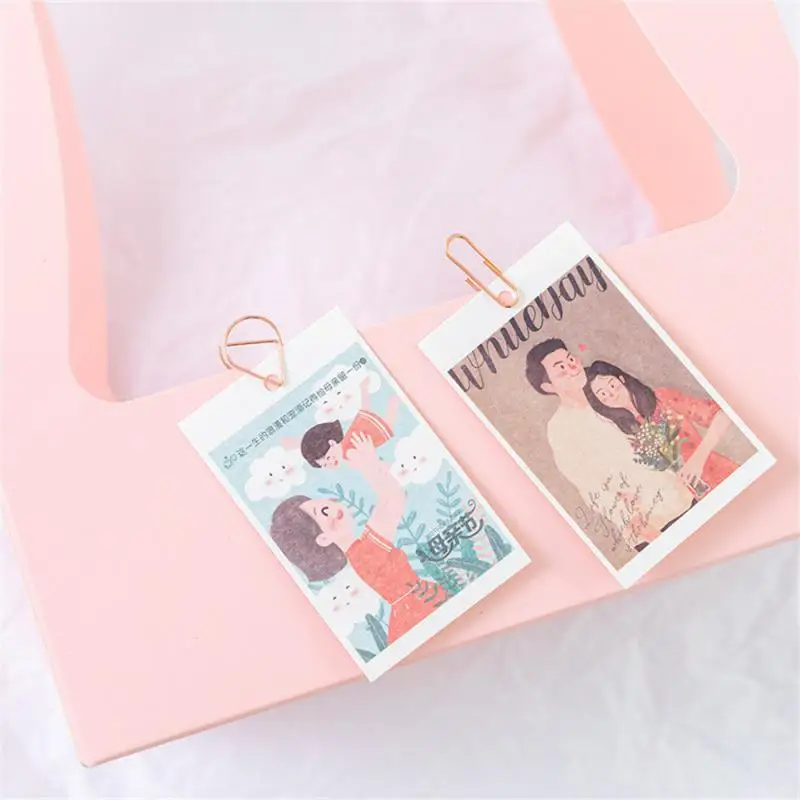 Gota Forma Paper Clips, Material Metal, Bookmark Clip, Ouro, Cor Prata, Kawaii, Bonito, Papelaria, Escritório, Material Escolar, 50 Pcs