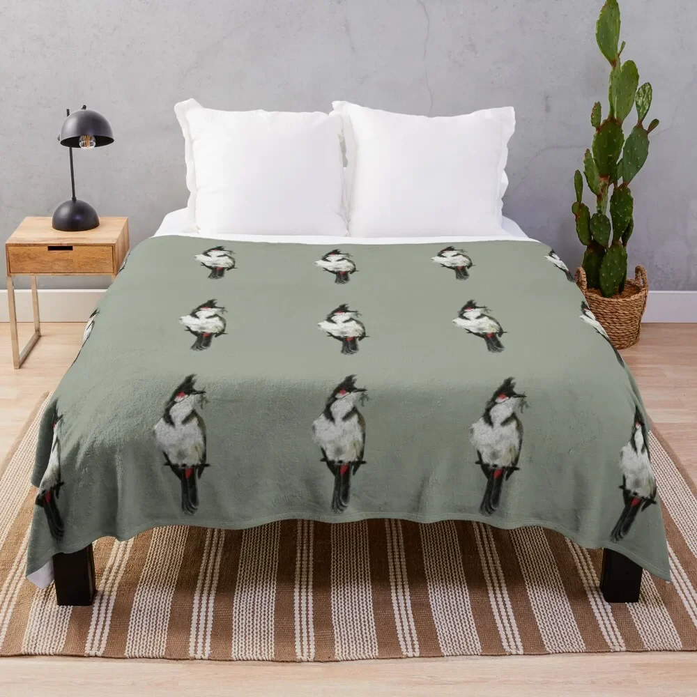 

Red-whiskered Bulbul Bird Portrait Art Print Throw Blanket Sofa Quilt heavy to sleep Moving anime Blankets