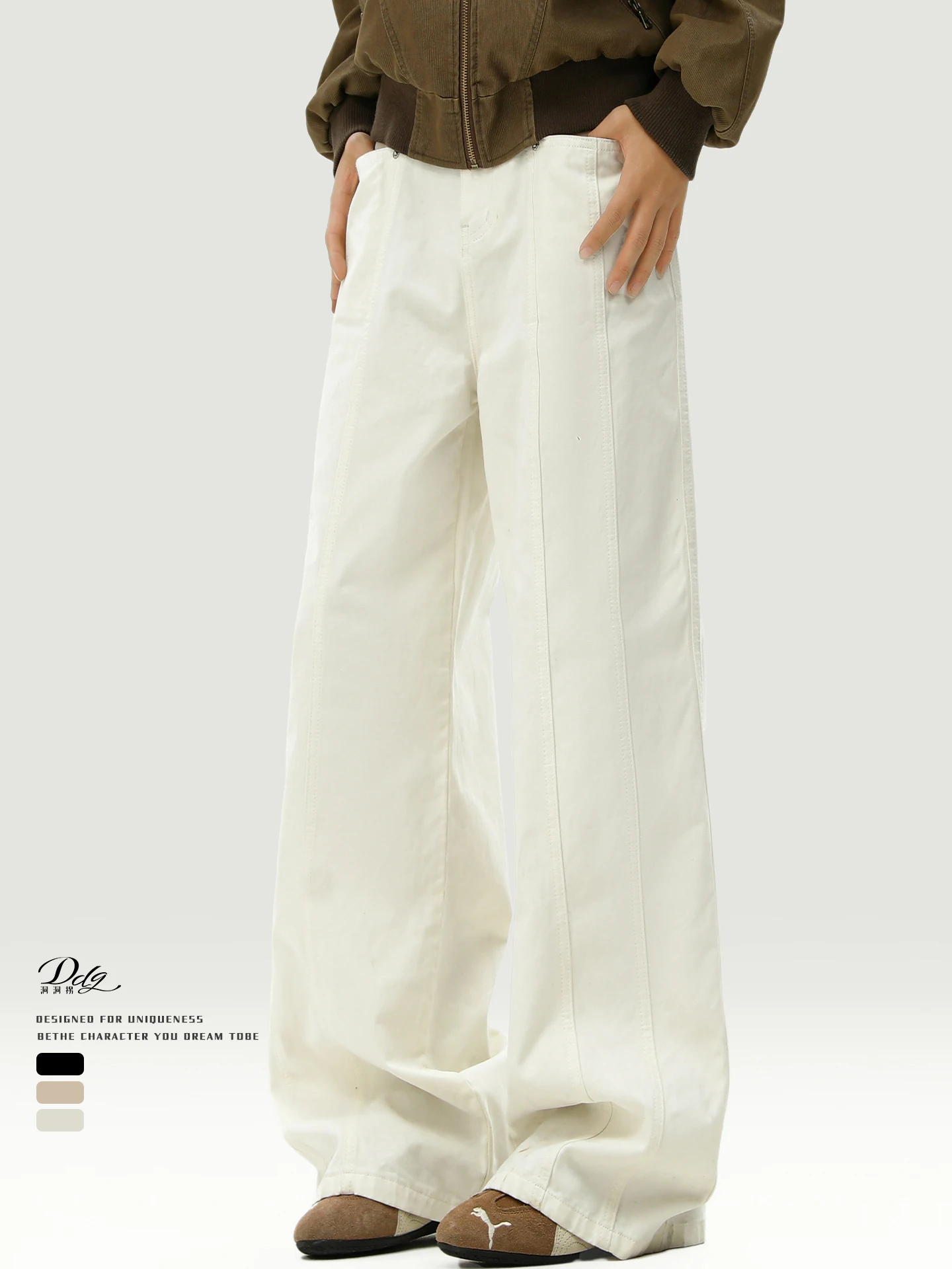 

Американские белые повседневные брюки из чистого хлопка, мужские летние тонкие прямые свободные брюки с драпировкой, модные дышащие легкие брюки