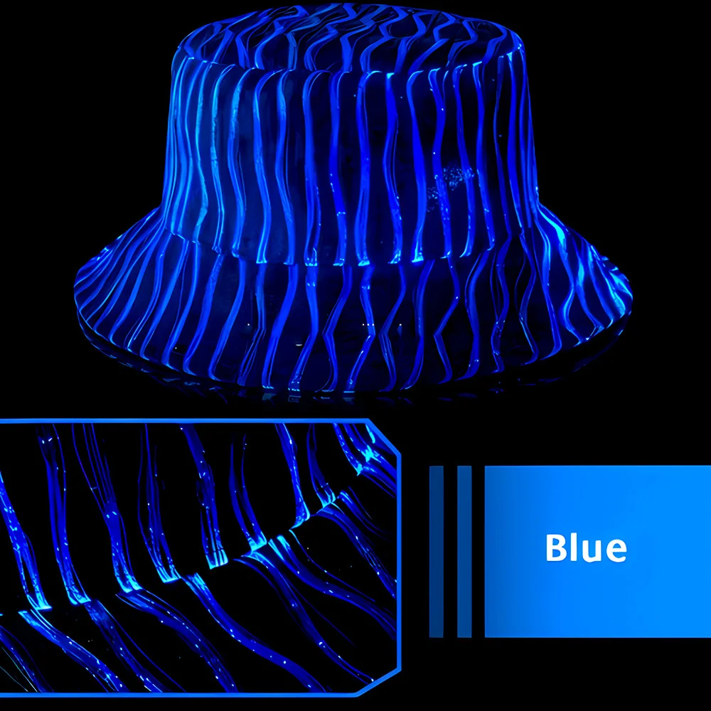 Fashionable and popular fisherman hat music festival Halloween luminous hat colorful luminous fisherman hat striped luminous hat