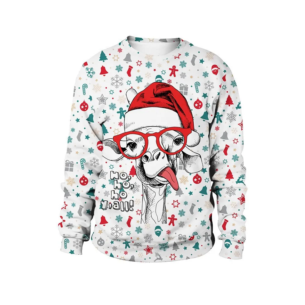 

Cross-Border Foreign Trade Christmas New Style Round Neck Sweatshirt Casual 3D Printed Christmas Couple Outfits Direct Sales from European and American Manufacturers