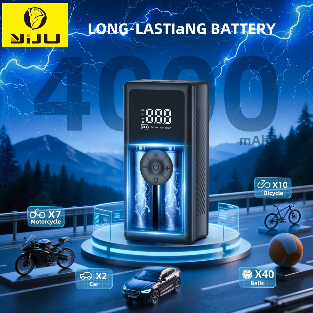 

Беспроводной автомобильный воздушный насос, портативный воздушный компрессор, электрический накачиватель шин с ЖК-цифровым дисплеем для автомобилей, мотоциклов, велосипедного мяча