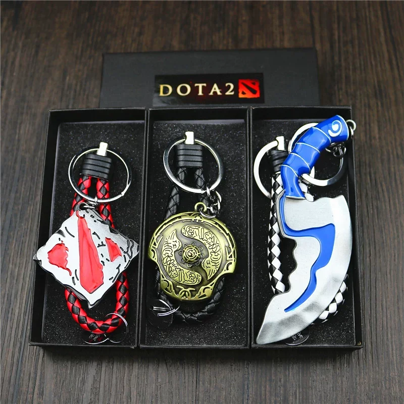 Металлический брелок Dota 2, плетеный кожаный кольцо для ключей, подвесное украшение для рюкзака, сумки, автомобиля, коллекционный подарок для фанатов игры.