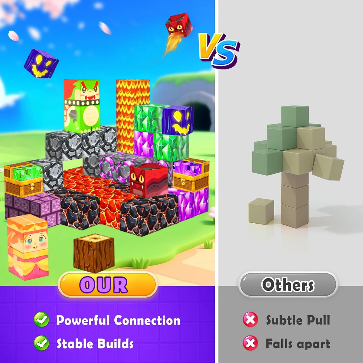 اللبنات المغناطيسية لافا مغامرة للأطفال بنين بنات الذين تتراوح أعمارهم بين 3 + مجموعة مكعبات المغناطيس لعبة مونتيسوري الحسية 76/146/196 قطعة