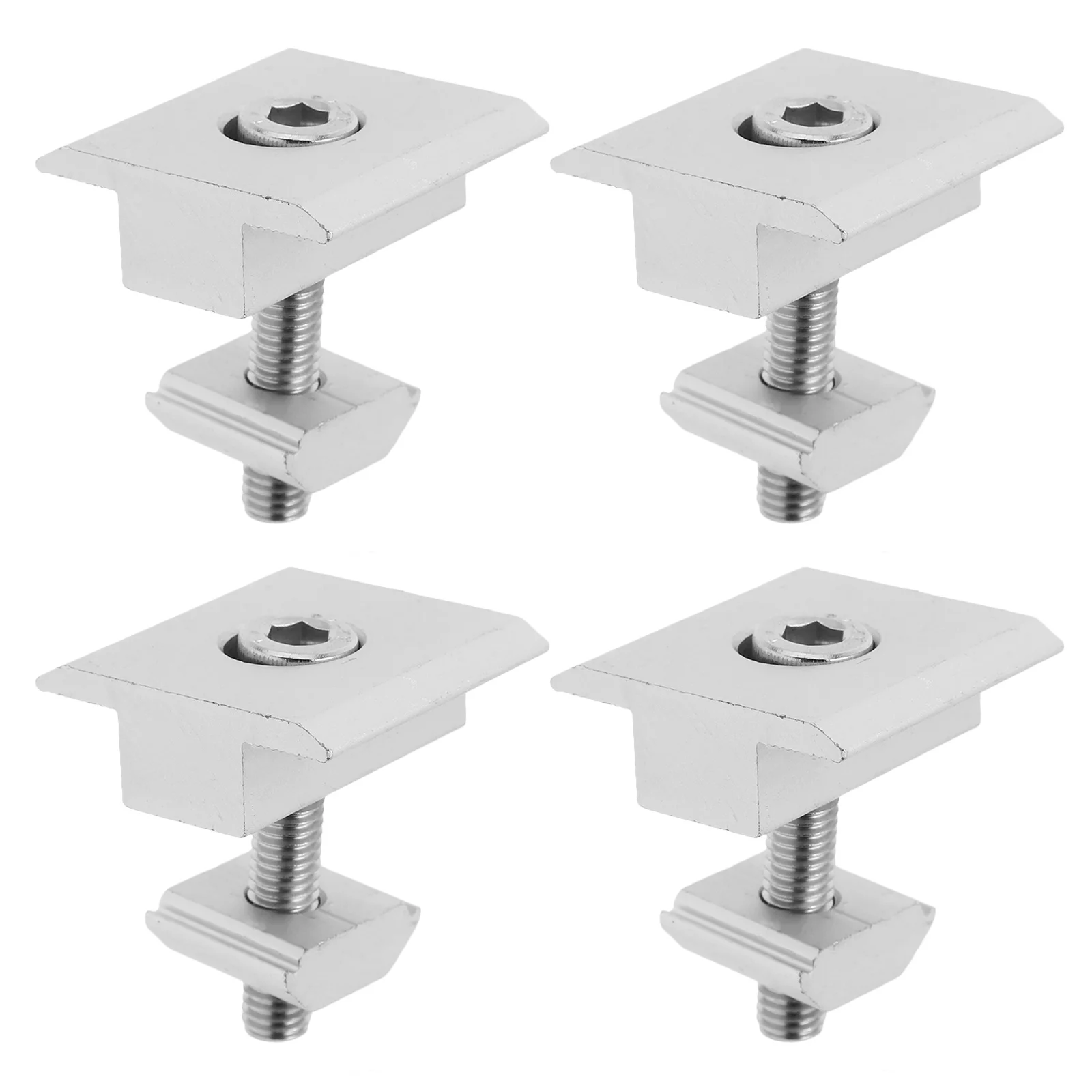 

4Pcs Solar Panel Mid Clamps Aluminum Alloy Secure Fit Versatile Compatibility T-Shaped Mounts Flat Roof Rv Installation Kits