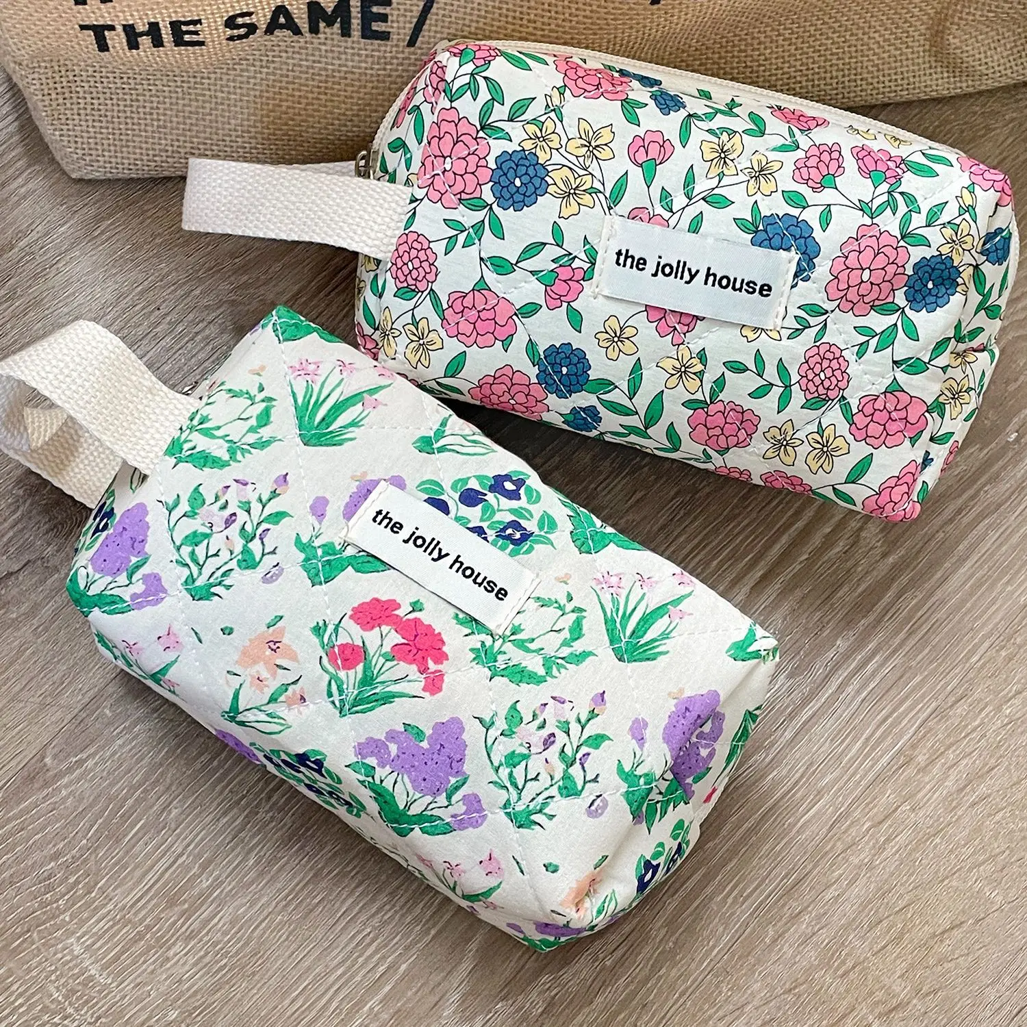 Vintage Flower Cosmetic Bag Clutch Bag Large Makeup Organizer Bags Korean Cosmetic Pouch Women Cute Toiletry Beauty Case