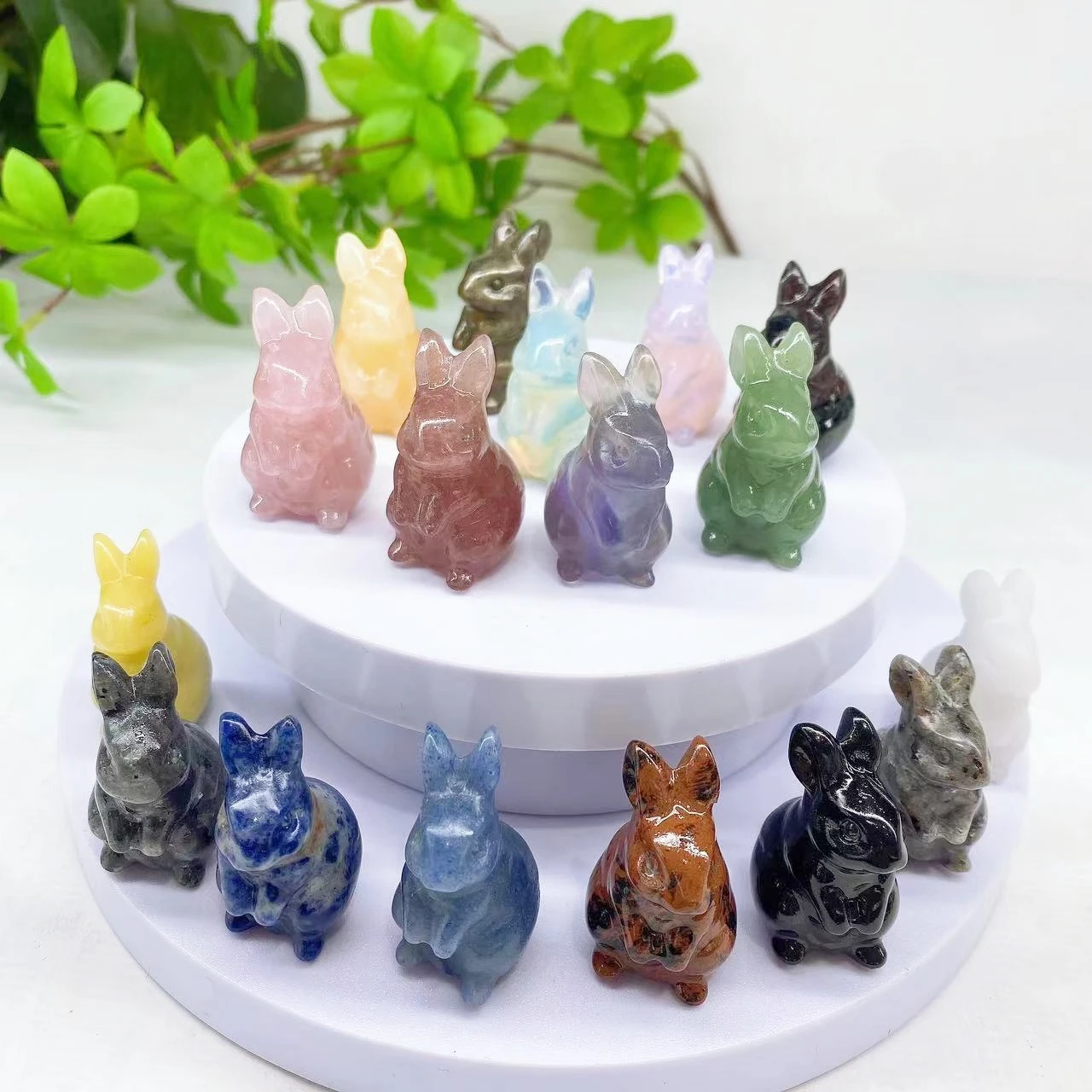 1.5'' Rabbit Natural Stone Carving Amethyst Quartz Animal figurine Healing Home Decor Gemstone Craft Gift Room Ornament