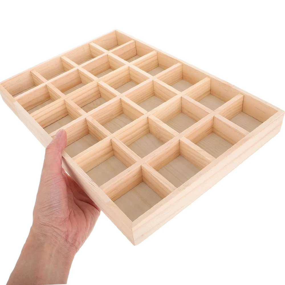 Wooden Jewelry Organizer Tray Display Storage for Jewelry Earring Bracelet Collections Boxes Decoration Props Gift 24 Grids
