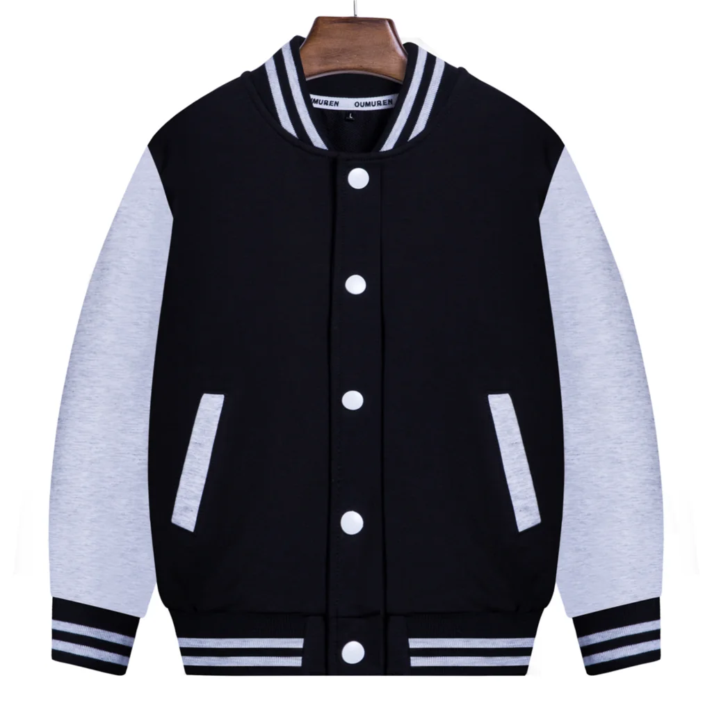 School Child Baseball Jacket Boys Girls Gray Casual Hoody Kids Outerwear  Spring Kids Clothes 3 4 6 8 10 Years Old OKH239001