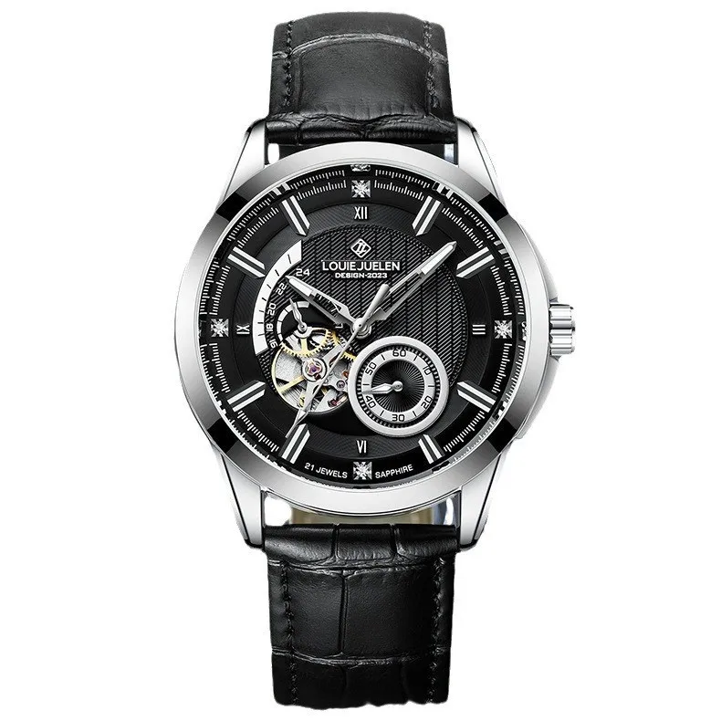 LOUIE JUELEN 2026 NOUVEAU Montre mécanique automatique pour homme, montre-bracelet de luxe en cuir, étanche, lumineuse, horloge masculine, Relogio Masculino