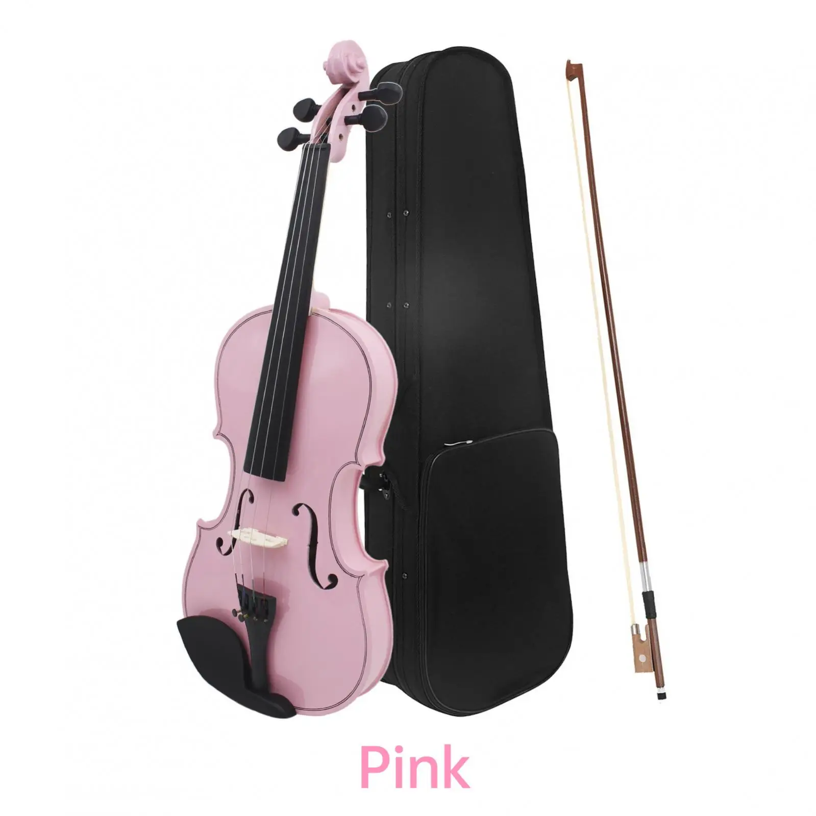 4/4 Full Size Solid Wood Acoustic Violin for Violin Beginner with Bow & Case, White / Blue / Pink Colors Fiddle