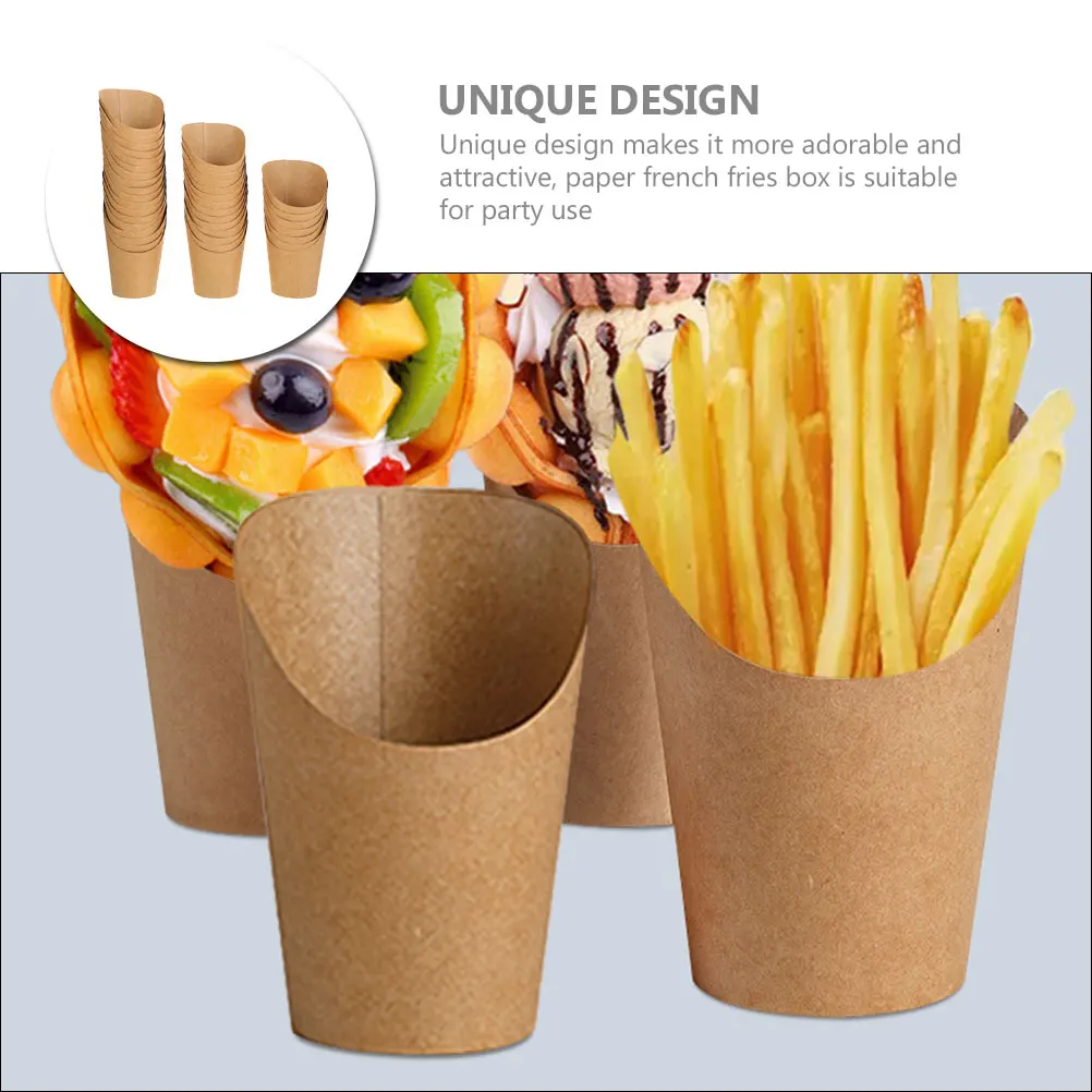 

100pcs Diagonal French Fries Cup Small Snack Cups Paper Containers Popcorn Boxes Disposable Food Holders Party Use Candy