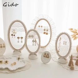Earrings Stand Wooden Embroidery Stretch Ear Studs Holder Jewelry Shooting Props Window Display Storage Rack