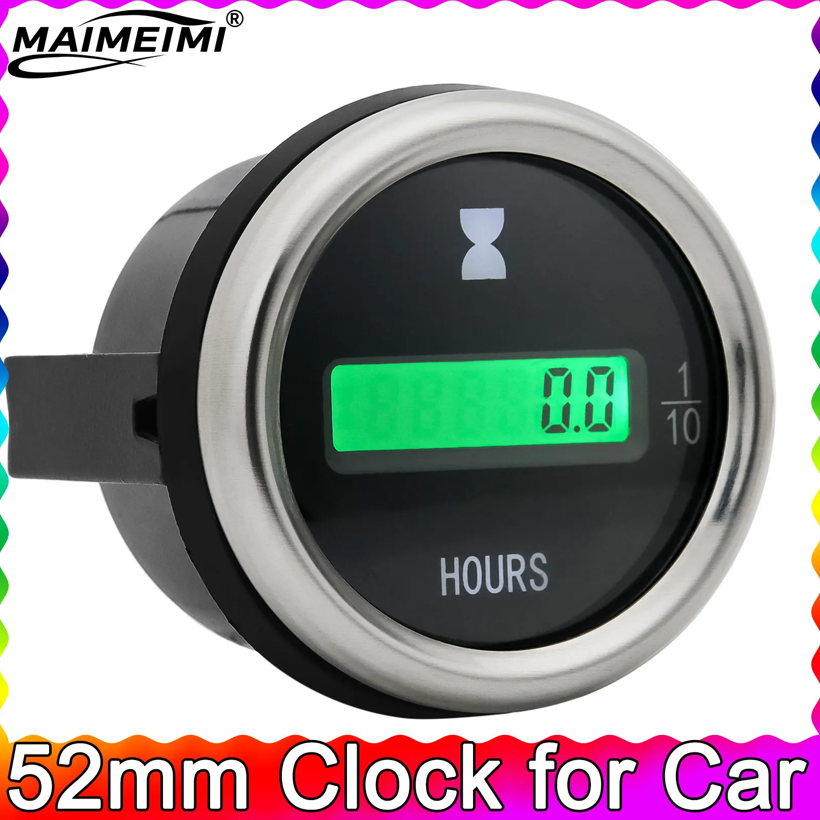 

52mm Clock for Car Motorcycle Accessories Hourmeters LCD Hour Meters for Marine Boat Yacht Digital Thermometer for Vehicles