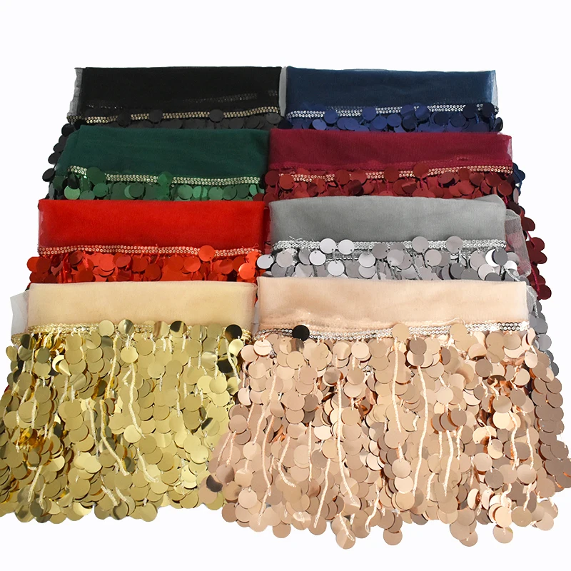 

1-5Yards Sequins Fringe Tassels Lace Trim Fringes Ribbon for Latin Stage Clothes Sequin Trimming Decor Tassel Fabric Sewing Acc