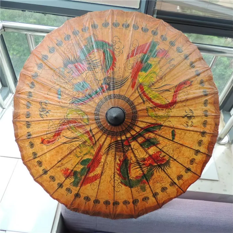 

Handmade Crane Dragon and Phoenix Paraguas Classical Oiled Paper Umbrella Bar Decoration Parasol Decoration Craft Gifts W24-967