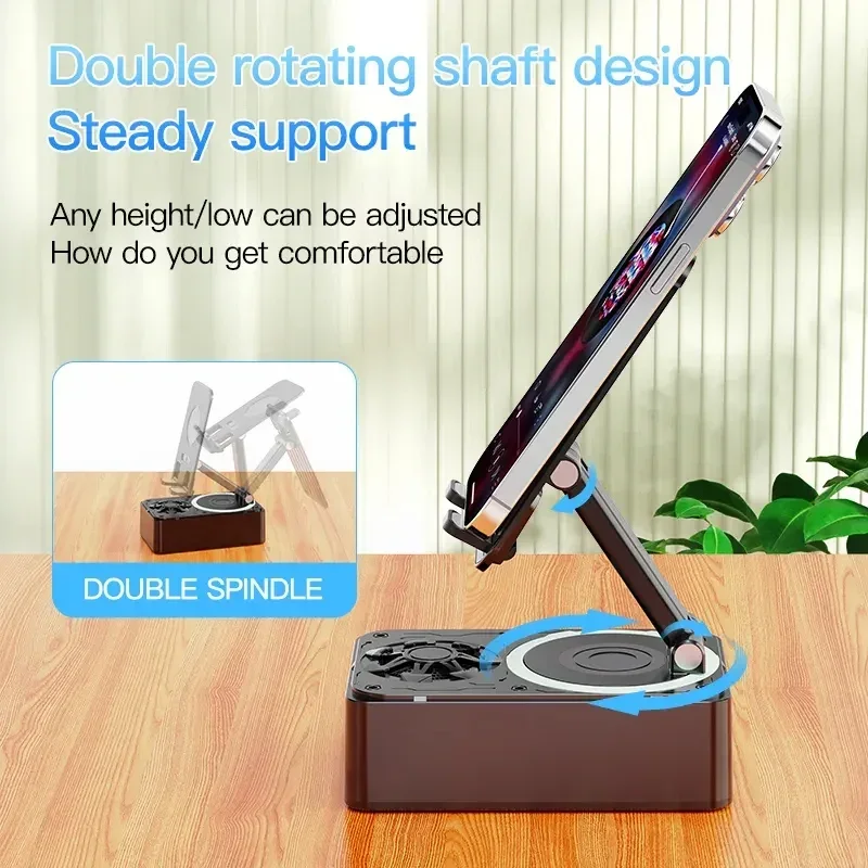 New Cell Phone Holder Stand With Bluetooth Speaker Adjustable Desktop Live Lazy Tablet Bracket Support Portable Wireless Speaker