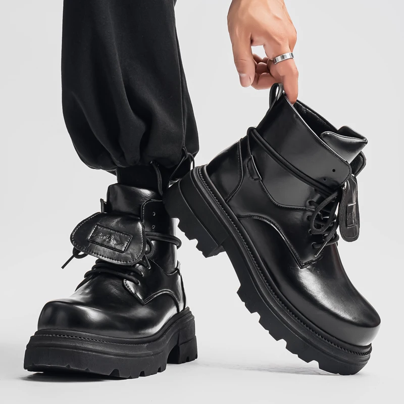 أحذية ديربي للرجال لخريف وشتاء 2025: أحذية ذات نعل سميك لزيادة الارتفاع ورأس كبير ونعل سميك عالي الجودة. #3