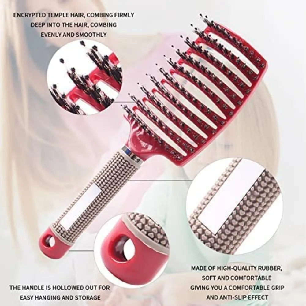 Magical Ultra Detangling Brush for Wet or Dry Hair, Detangler Brush, Fast Drying Styling Massage Hairbrush for Men, Women and Kids (Pink+Purple) view 3