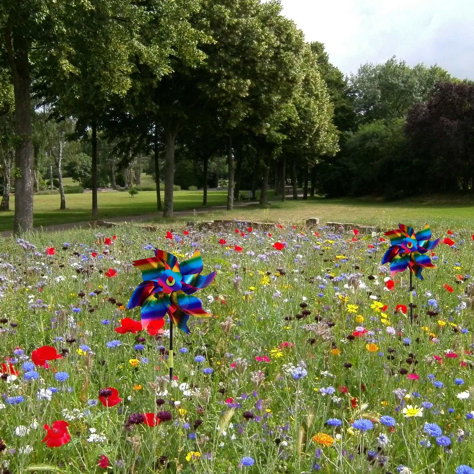 

4pcs Gradient Color Octagonal Bird Repellent Windmill Large Pinwheel Yard Spinner Decor Outdoor Garden Material Plastic