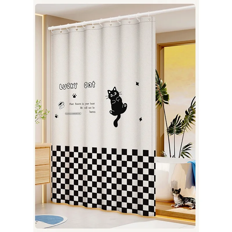 

Bathroom Shower Curtain Waterproof Cloth Mouldproof No Punch Blocking Curtain Shower Partition Door Curtains Home Decor Custom