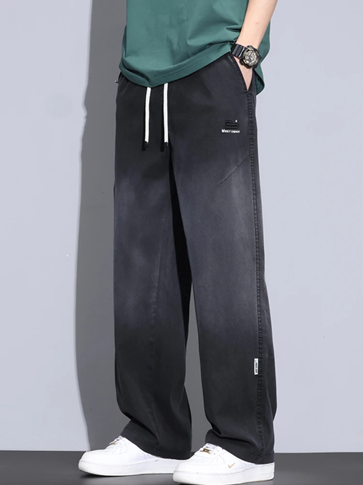 

Адуированные джинсы Bla, мужские летние новые американские ретро уличные свободные универсальные прямые повседневные длинные брюки из лиоцелла