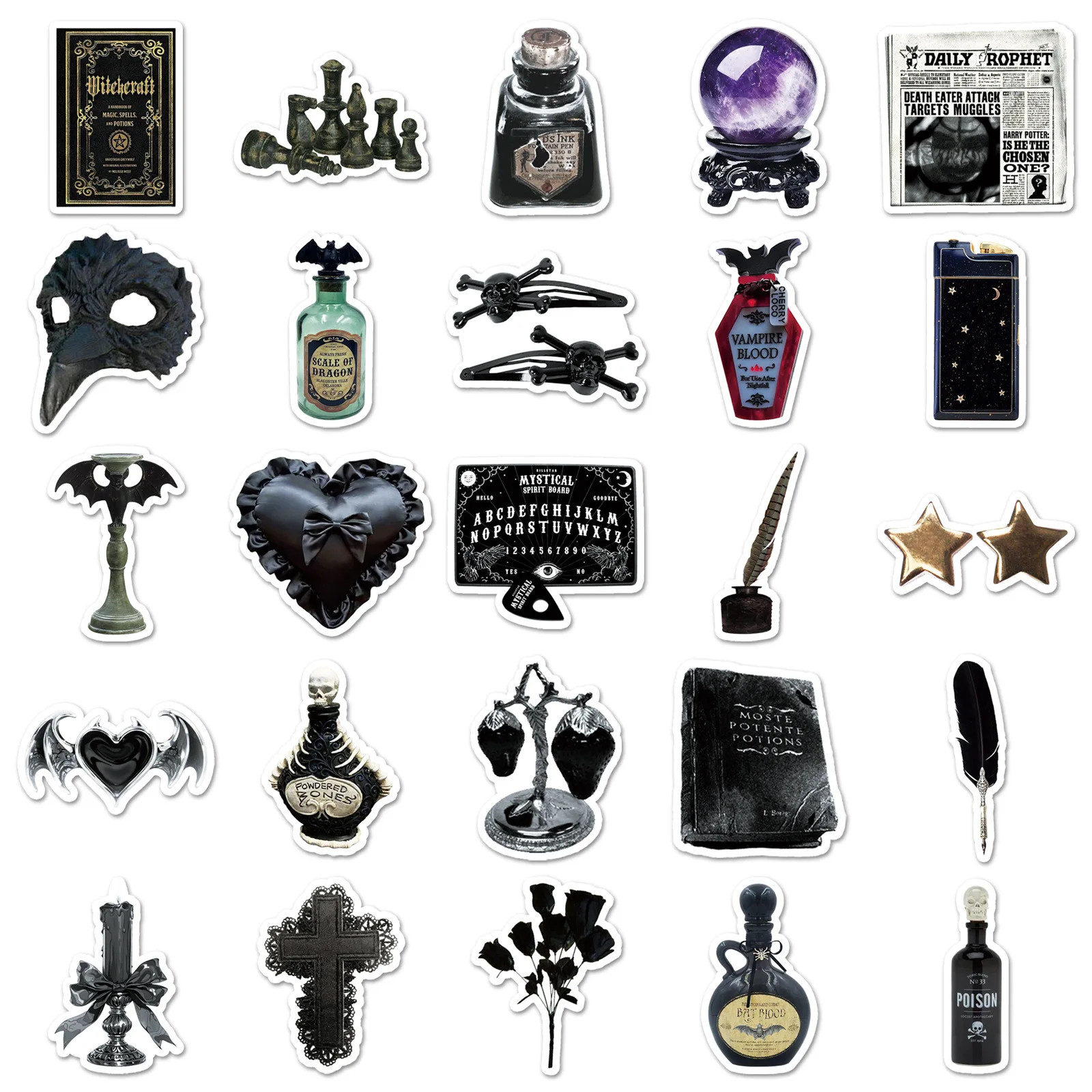 

50PCS Gothic Dark Style Witch Stickers Waterproof Graffiti Laptop Skateboard Car Cool Horror Halloween DIY Sticker Packs Gifts