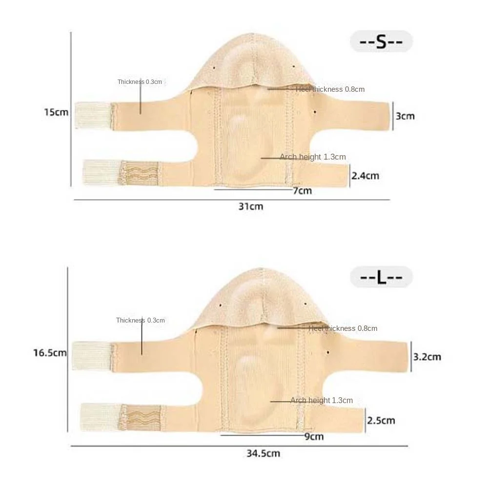 Palmilhas ortopédicas para arco de pé plano, almofada amortecedora, mangas de suporte para arco, ferramentas de cuidados com os pés, preto/nu