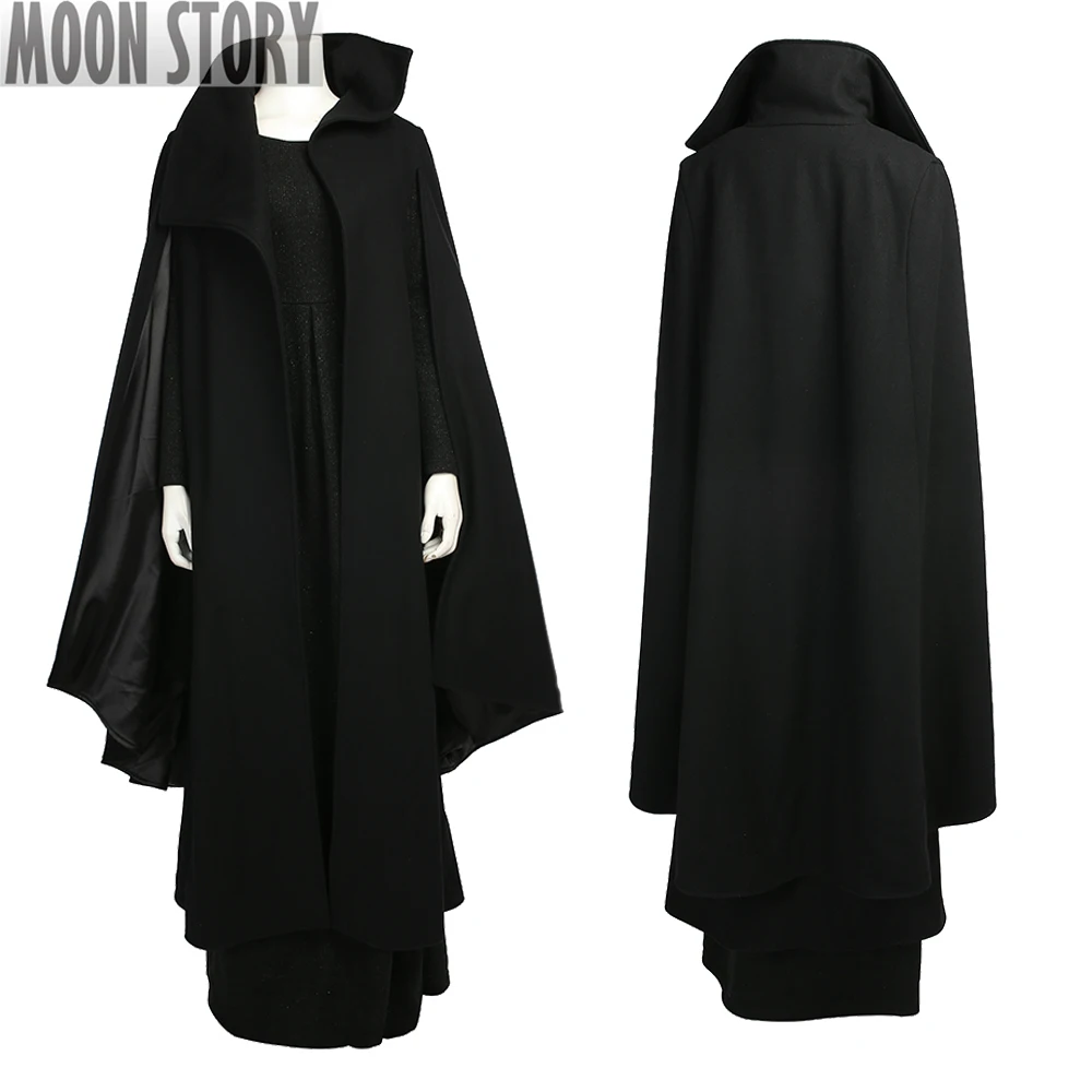 

Halloween Carnival Movie Stars 8 Leia Princess Organa Solo Superhero Cosplay Costume Black Dress Coat Adult Women