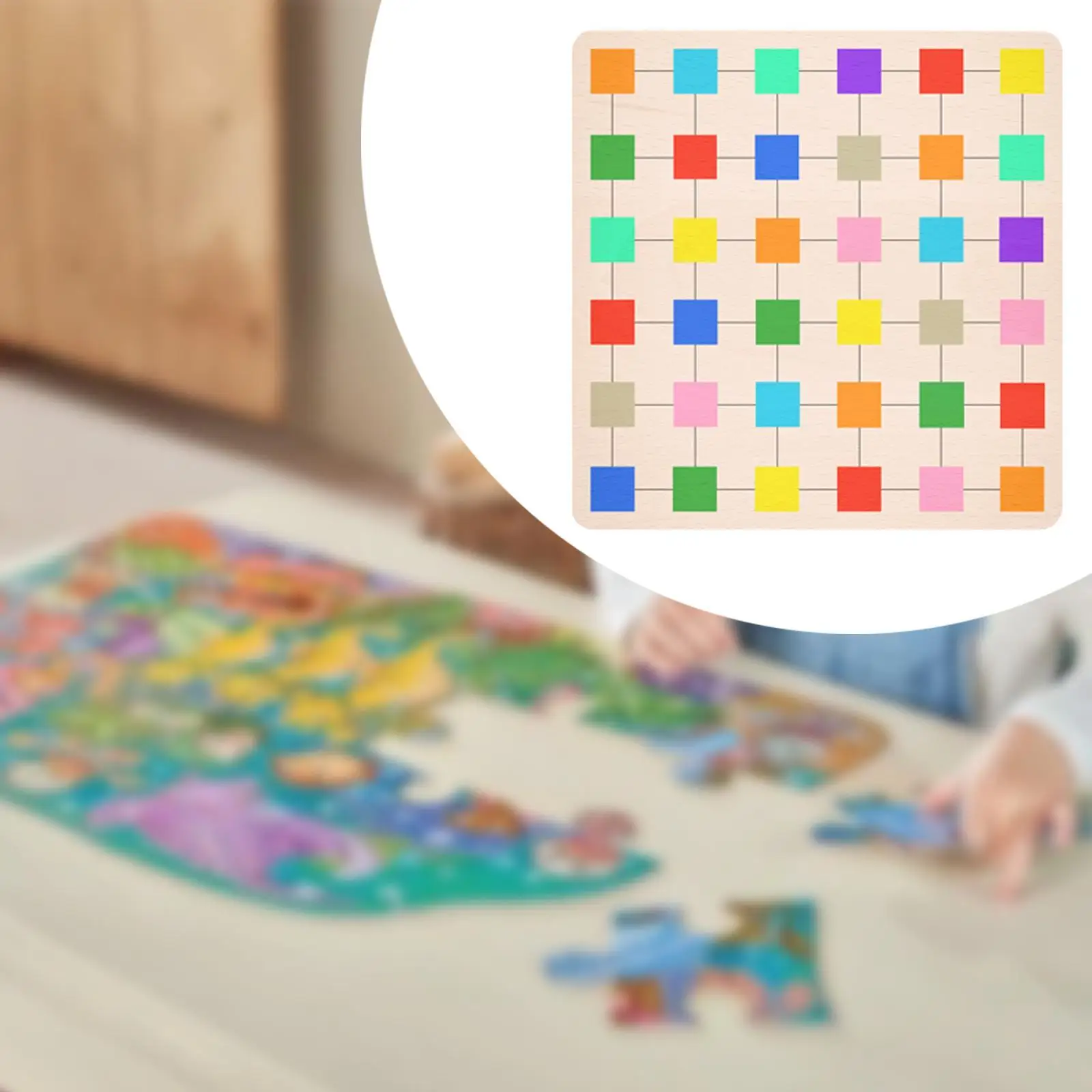 Montessori Speelgoed Kinderen Kleuraanpassing Puzzelspel Houten Draagbaar Leren Speelgoed Kleurblok Jigsaw Board voor Jongens Meisjes Geschenken