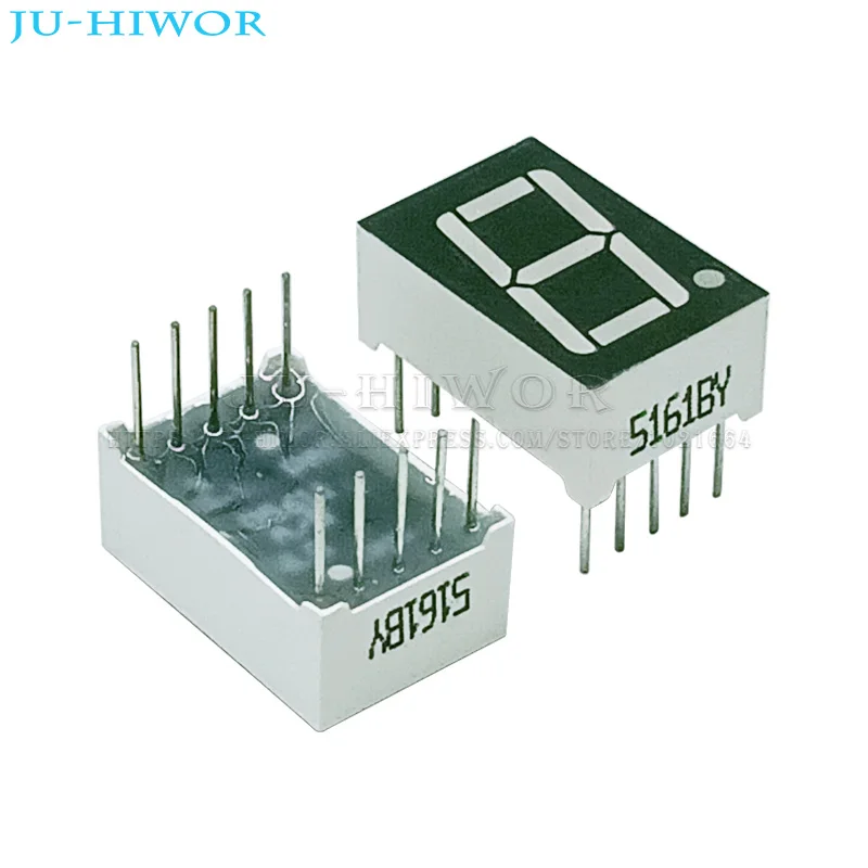 10 stücke 0,56 Zoll 10Pins 5161AY 5161BY 1 Bit Digit 7 Segment Gelbe LED Digital Display Digitron Gemeinsame Anode kathode C-C C-A