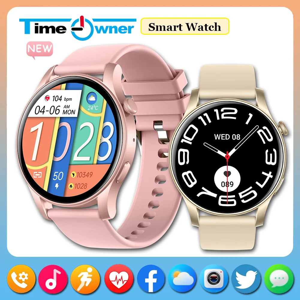 

Time Owner 2024 Fashion New Smart Watch Sport Sleep Heart Rate Monitoring Pedometer Make/Receive Phone Calls Womens Watch