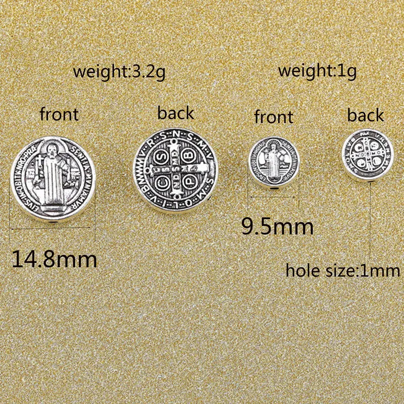 30pcs 9.5mm Christian Jesus Cross Spacer Beads For Bracelet Necklace Jewelry Making Metal Handmade Crafts Findings Accessories