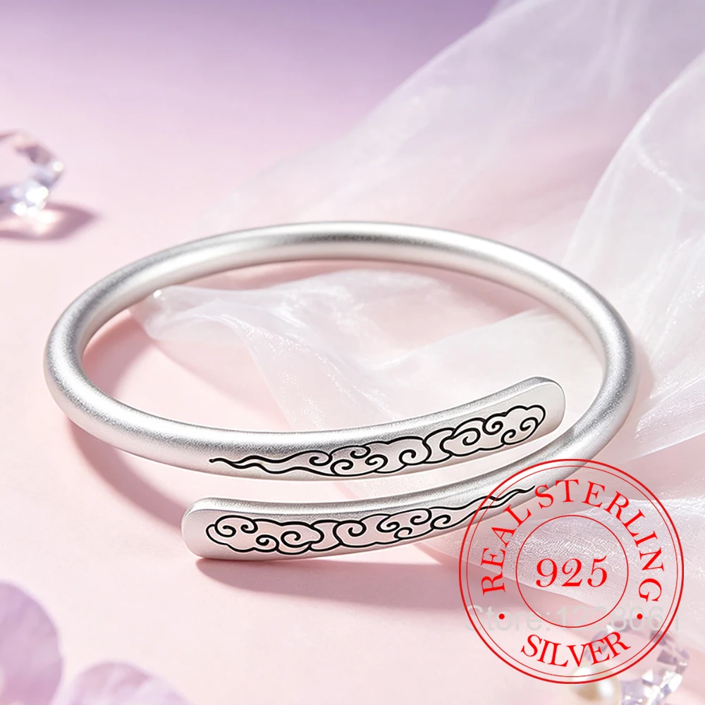 925 Sterling Silver Jewelry Mobius Twisted Cuff Bangles Bracelets for Women Homme Wedding Party Jewelry For Girls Friends Gift