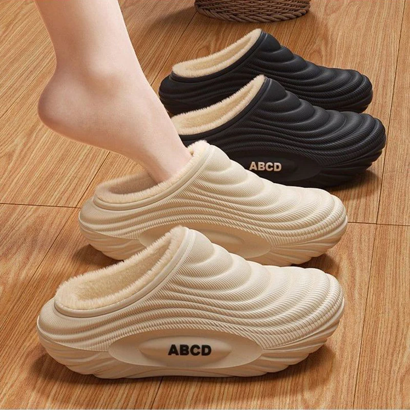

Winter Plush EVA Cotton Slippers Waterproof Non-Slip & Cloud-Soft Warmth for Women & Men Indoor-Outdoor Couple House Shoes