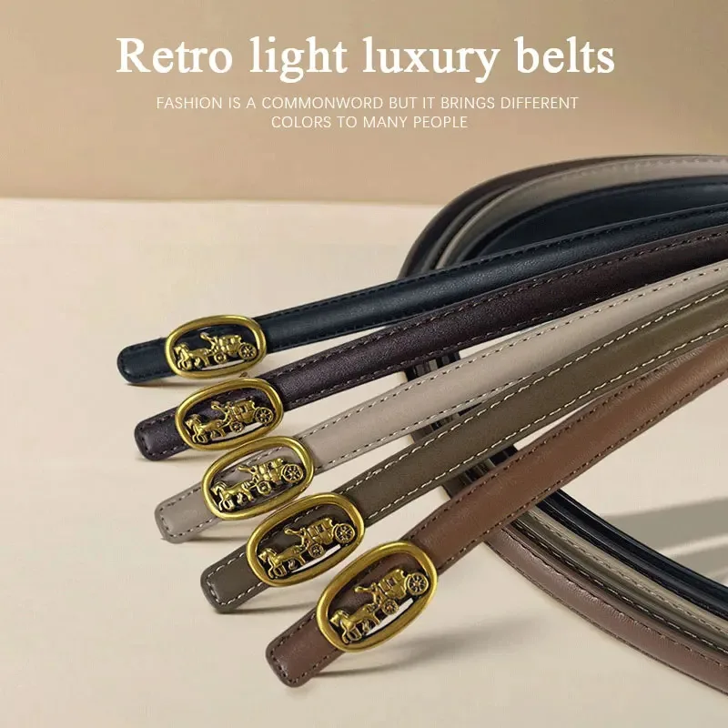 1.3 سم موضة ماركة فاخرة للسيدات مشبك دبوس حزام جلد طبيعي فستان لحزام الجينز