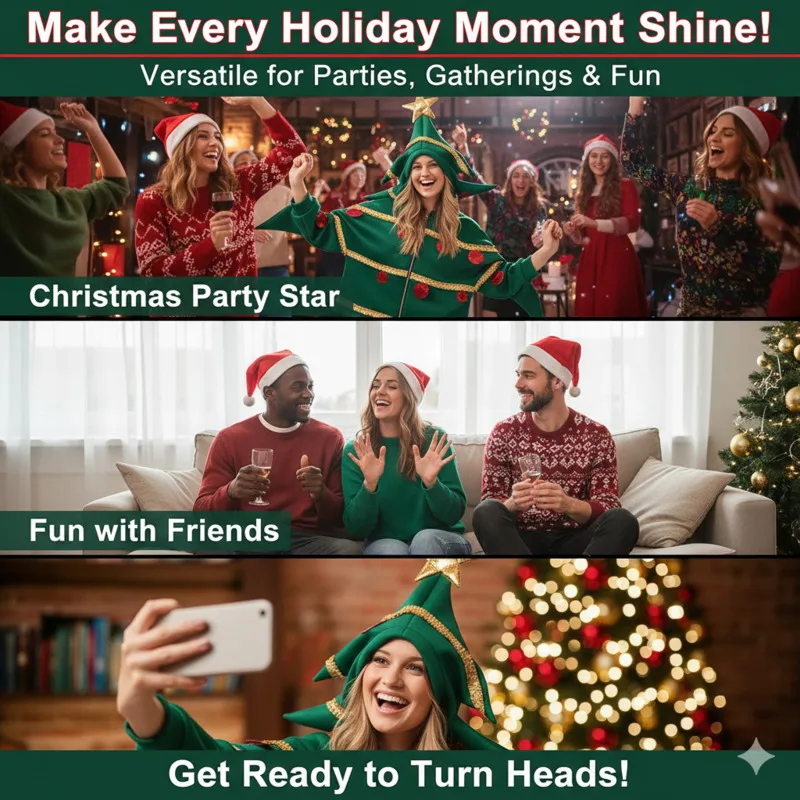 

Gold Trim Christmas Tree Cardigan Women Loose Top European Style Holiday Costume Shiny Performance Outfit Festive Xmas Coat New