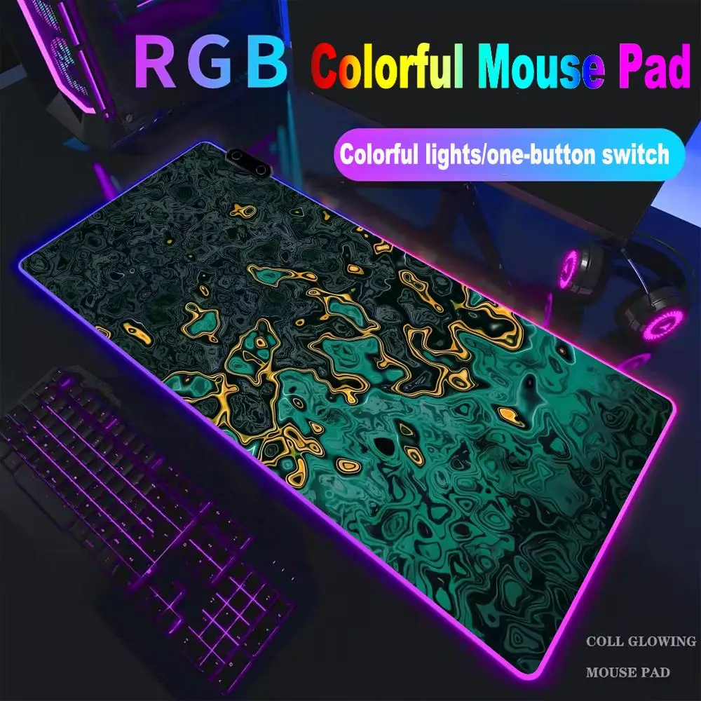 Mouse Pad Black Waves High-end E-sports HYBXXC Mouse Pad RGB Mouse Pad LED Pc Large Student Writing Pad Gamer Luminous Mat