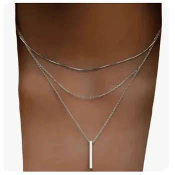 महिलाओं के लिए स्तरित सोने के हार, सोने/चांदी की परत चढ़ा हुआ हार, स्टैक टी बार हार, स्नेक चेन हार, पेपरक्लिप चेन हार 10 best sales हार का ढेर - №4